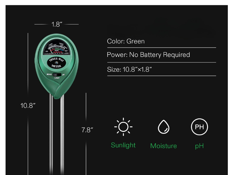 4-in-1 Soil Digital Meter: PH, Soil Moisture, Temperature, Sunlight Intensity/Environment Humidity Backlight LCD display Soil Test Meter for Gardening, Farming, Indoor and Outdoor Plants