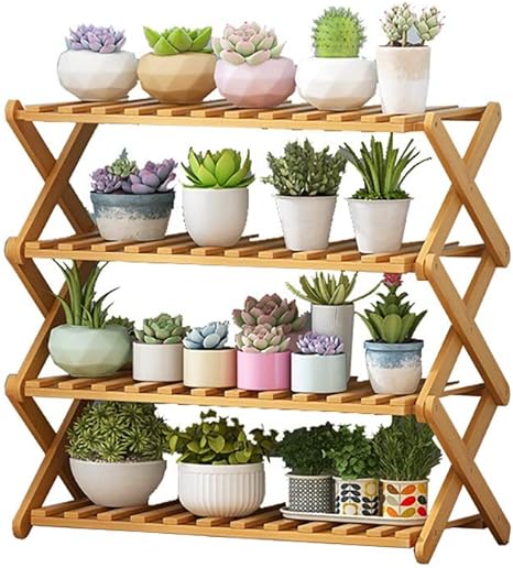 Golden Oakwood Plant Rack, Indoor Living Room Floor Standing Plant Pot Rack, Balcony Decoration Shelf Assembly