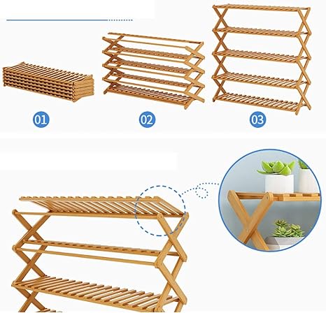 Golden Oakwood Plant Rack, Indoor Living Room Floor Standing Plant Pot Rack, Balcony Decoration Shelf Assembly