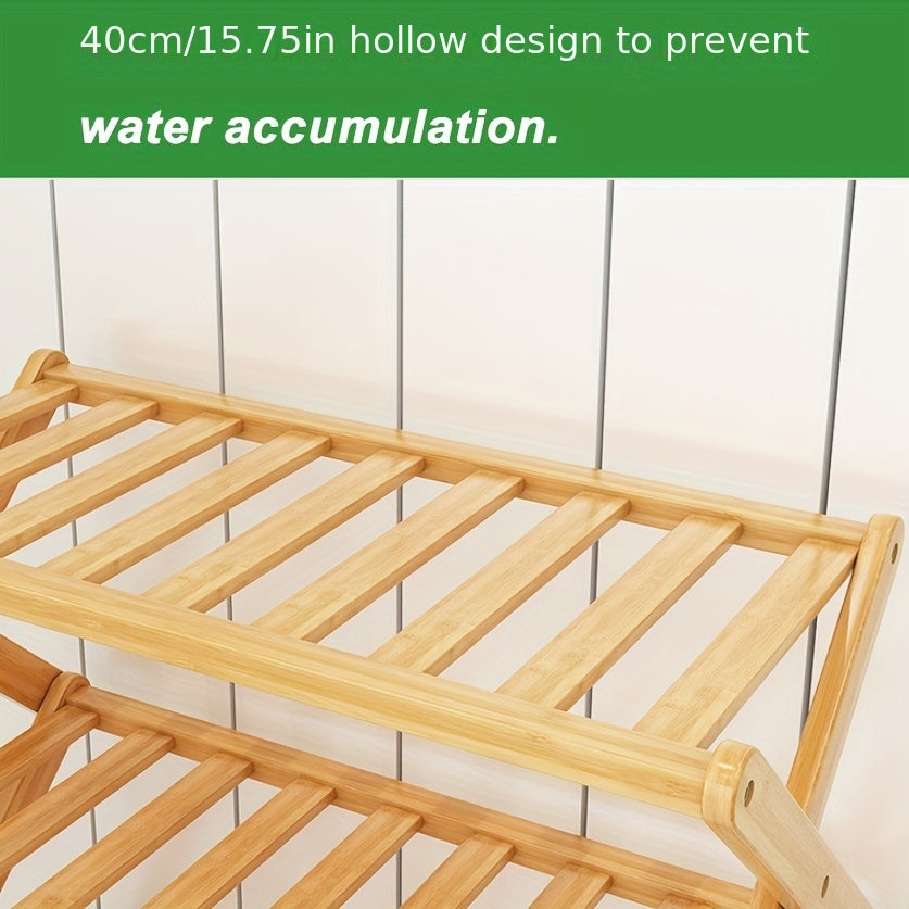 Golden Oakwood Plant Rack, Indoor Living Room Floor Standing Plant Pot Rack, Balcony Decoration Shelf Assembly