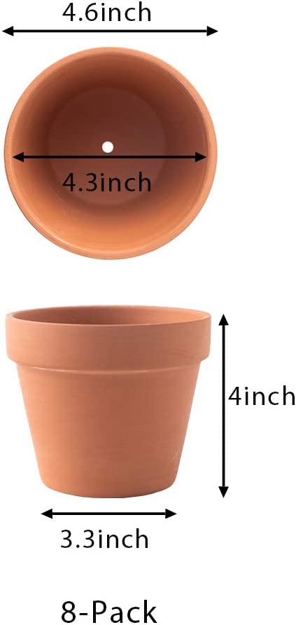 Terra Cotta Pots with Saucer - Multiple Pack Small & Large Terra Cotta Plant Pot with Drainage Hole, Flower Pot with Tray, Terracotta Pot for Indoor Outdoor Plant