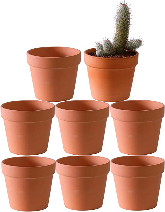 Terra Cotta Pots with Saucer - Multiple Pack Small & Large Terra Cotta Plant Pot with Drainage Hole, Flower Pot with Tray, Terracotta Pot for Indoor Outdoor Plant